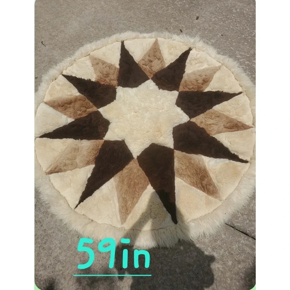 Alpaca Fur Tapestry Star Sun Wall Hanging 59